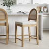 image:imageNathan James Bailey Upholstered Rattan Bar Stool in Oak Finish Frame Counter Height Stool with Natural Rattan Woven Back For Kitchen Island Brown Set of 4BrownWhite