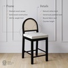 image:imageNathan James Bailey Upholstered Rattan Bar Stool in Oak Finish Frame Counter Height Stool with Natural Rattan Woven Back For Kitchen Island Brown Set of 4BlackWhite