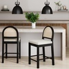 image:imageNathan James Bailey Upholstered Rattan Bar Stool in Oak Finish Frame Counter Height Stool with Natural Rattan Woven Back For Kitchen Island Brown Set of 4BlackWhite