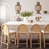 image:imageNathan James Bailey Upholstered Rattan Bar Stool in Oak Finish Frame Counter Height Stool with Natural Rattan Woven Back For Kitchen Island Brown Set of 4Light BrownWhite