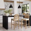 image:imageNathan James Bailey Upholstered Rattan Bar Stool in Oak Finish Frame Counter Height Stool with Natural Rattan Woven Back For Kitchen Island Brown Set of 4BrownWhite