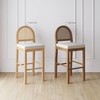 image:imageNathan James Bailey Upholstered Rattan Bar Stool in Oak Finish Frame Counter Height Stool with Natural Rattan Woven Back For Kitchen Island Brown Set of 4Light BrownWhite