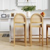 image:imageNathan James Bailey Upholstered Rattan Bar Stool in Oak Finish Frame Counter Height Stool with Natural Rattan Woven Back For Kitchen Island Brown Set of 4Light BrownWhite