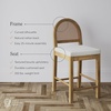 image:imageNathan James Bailey Upholstered Rattan Bar Stool in Oak Finish Frame Counter Height Stool with Natural Rattan Woven Back For Kitchen Island Brown Set of 4BrownWhite