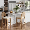 image:imageNathan James Bailey Upholstered Rattan Bar Stool in Oak Finish Frame Counter Height Stool with Natural Rattan Woven Back For Kitchen Island Brown Set of 4BrownWhite