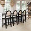 image:imageNathan James Bailey Upholstered Rattan Bar Stool in Oak Finish Frame Counter Height Stool with Natural Rattan Woven Back For Kitchen Island Brown Set of 4BlackWhite