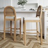 image:imageNathan James Bailey Upholstered Rattan Bar Stool in Oak Finish Frame Counter Height Stool with Natural Rattan Woven Back For Kitchen Island Brown Set of 4BrownWhite