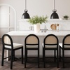 image:imageNathan James Bailey Upholstered Rattan Bar Stool in Oak Finish Frame Counter Height Stool with Natural Rattan Woven Back For Kitchen Island Brown Set of 4BlackWhite