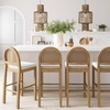image:imageNathan James Bailey Upholstered Rattan Bar Stool in Oak Finish Frame Counter Height Stool with Natural Rattan Woven Back For Kitchen Island Brown Set of 4BrownWhite