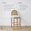 image:imageNathan James Bailey Upholstered Rattan Bar Stool in Oak Finish Frame Counter Height Stool with Natural Rattan Woven Back For Kitchen Island Brown Set of 4BrownWhite