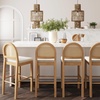 image:imageNathan James Bailey Upholstered Rattan Bar Stool in Oak Finish Frame Counter Height Stool with Natural Rattan Woven Back For Kitchen Island Brown Set of 4Light BrownWhite