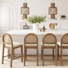 image:imageNathan James Bailey Upholstered Rattan Bar Stool in Oak Finish Frame Counter Height Stool with Natural Rattan Woven Back For Kitchen Island Brown Set of 4BrownWhite