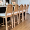 image:imageNathan James Bailey Upholstered Rattan Bar Stool in Oak Finish Frame Counter Height Stool with Natural Rattan Woven Back For Kitchen Island Brown Set of 4Light BrownWhite