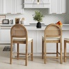 image:imageNathan James Bailey Upholstered Rattan Bar Stool in Oak Finish Frame Counter Height Stool with Natural Rattan Woven Back For Kitchen Island Brown Set of 4BrownWhite