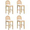image:imageNathan James Bailey Upholstered Rattan Bar Stool in Oak Finish Frame Counter Height Stool with Natural Rattan Woven Back For Kitchen Island Brown Set of 4Light BrownWhite