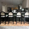 image:imageNathan James Bailey Upholstered Rattan Bar Stool in Oak Finish Frame Counter Height Stool with Natural Rattan Woven Back For Kitchen Island Brown Set of 4BlackWhite