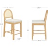 image:imageNathan James Bailey Upholstered Rattan Bar Stool in Oak Finish Frame Counter Height Stool with Natural Rattan Woven Back For Kitchen Island Brown Set of 4Light BrownWhite