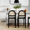 image:imageNathan James Bailey Upholstered Rattan Bar Stool in Oak Finish Frame Counter Height Stool with Natural Rattan Woven Back For Kitchen Island Brown Set of 4BlackWhite