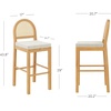 image:imageNathan James Bailey Upholstered Rattan Bar Stool in Oak Finish Frame Counter Height Stool with Natural Rattan Woven Back For Kitchen Island Brown Set of 4Light BrownWhite
