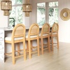image:imageNathan James Bailey Upholstered Rattan Bar Stool in Oak Finish Frame Counter Height Stool with Natural Rattan Woven Back For Kitchen Island Brown Set of 4Light BrownWhite
