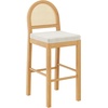 image:imageNathan James Bailey Upholstered Rattan Bar Stool in Oak Finish Frame Counter Height Stool with Natural Rattan Woven Back For Kitchen Island Brown Set of 4Light BrownWhite