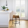 image:imageNathan James Barker Classic Counter Height Wood Barstool with Leather Removable Cushion Backless Island 24 Bar Stool for Kitchen Chestnut Brown Set of 2Medium BrownBlack