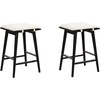 image:imageNathan James Barker Classic Counter Height Wood Barstool with Leather Removable Cushion Backless Island 24 Bar Stool for Kitchen Chestnut Brown Set of 2BlackWhite Boucle