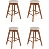 image:imageNathan James Barker Classic Counter Height Wood Barstool with Leather Removable Cushion Backless Island 24 Bar Stool for Kitchen Chestnut Brown Set of 2Medium BrownBeige