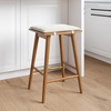 image:imageNathan James Barker Classic Counter Height Wood Barstool with Leather Removable Cushion Backless Island 24 Bar Stool for Kitchen Chestnut Brown Set of 2Medium BrownWhite Boucle