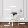 image:imageNathan James Barker Classic Counter Height Wood Barstool with Leather Removable Cushion Backless Island 24 Bar Stool for Kitchen Chestnut Brown Set of 2Dark GrayWhite