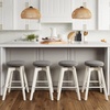 image:imageNathan James Barker Classic Counter Height Wood Barstool with Leather Removable Cushion Backless Island 24 Bar Stool for Kitchen Chestnut Brown Set of 2Dark GrayWhite