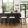 image:imageNathan James Barker Classic Counter Height Wood Barstool with Leather Removable Cushion Backless Island 24 Bar Stool for Kitchen Chestnut Brown Set of 2BlackWhite Boucle