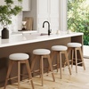 image:imageNathan James Barker Classic Counter Height Wood Barstool with Leather Removable Cushion Backless Island 24 Bar Stool for Kitchen Chestnut Brown Set of 2WhiteLight Brown