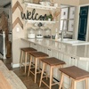 image:imageNathan James Barker Classic Counter Height Wood Barstool with Leather Removable Cushion Backless Island 24 Bar Stool for Kitchen Chestnut Brown Set of 2Light BrownBrown