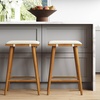 image:imageNathan James Barker Classic Counter Height Wood Barstool with Leather Removable Cushion Backless Island 24 Bar Stool for Kitchen Chestnut Brown Set of 2Medium BrownWhite Boucle