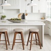 image:imageNathan James Barker Classic Counter Height Wood Barstool with Leather Removable Cushion Backless Island 24 Bar Stool for Kitchen Chestnut Brown Set of 2Medium BrownBeige