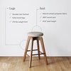 image:imageNathan James Barker Classic Counter Height Wood Barstool with Leather Removable Cushion Backless Island 24 Bar Stool for Kitchen Chestnut Brown Set of 2Medium BrownBeige