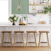 image:imageNathan James Barker Classic Counter Height Wood Barstool with Leather Removable Cushion Backless Island 24 Bar Stool for Kitchen Chestnut Brown Set of 2Light BrownBrown