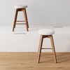 image:imageNathan James Barker Classic Counter Height Wood Barstool with Leather Removable Cushion Backless Island 24 Bar Stool for Kitchen Chestnut Brown Set of 2WhiteLight Brown