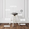 image:imageNathan James Barker Classic Counter Height Wood Barstool with Leather Removable Cushion Backless Island 24 Bar Stool for Kitchen Chestnut Brown Set of 2Dark GrayWhite