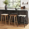image:imageNathan James Barker Classic Counter Height Wood Barstool with Leather Removable Cushion Backless Island 24 Bar Stool for Kitchen Chestnut Brown Set of 2Light BrownBrown