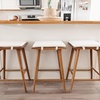 image:imageNathan James Barker Classic Counter Height Wood Barstool with Leather Removable Cushion Backless Island 24 Bar Stool for Kitchen Chestnut Brown Set of 2Medium BrownWhite Boucle