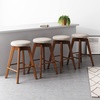 image:imageNathan James Barker Classic Counter Height Wood Barstool with Leather Removable Cushion Backless Island 24 Bar Stool for Kitchen Chestnut Brown Set of 2Medium BrownBeige