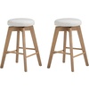 image:imageNathan James Barker Classic Counter Height Wood Barstool with Leather Removable Cushion Backless Island 24 Bar Stool for Kitchen Chestnut Brown Set of 2WhiteLight Brown