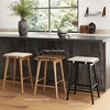 image:imageNathan James Barker Classic Counter Height Wood Barstool with Leather Removable Cushion Backless Island 24 Bar Stool for Kitchen Chestnut Brown Set of 2BlackWhite Boucle