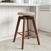image:imageNathan James Barker Classic Counter Height Wood Barstool with Leather Removable Cushion Backless Island 24 Bar Stool for Kitchen Chestnut Brown Set of 2Medium BrownBeige