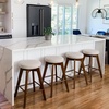 image:imageNathan James Barker Classic Counter Height Wood Barstool with Leather Removable Cushion Backless Island 24 Bar Stool for Kitchen Chestnut Brown Set of 2Medium BrownBeige