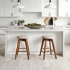 image:imageNathan James Barker Classic Counter Height Wood Barstool with Leather Removable Cushion Backless Island 24 Bar Stool for Kitchen Chestnut Brown Set of 2Medium BrownBeige