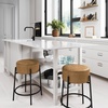 image:imageNathan James Barker Classic Counter Height Wood Barstool with Leather Removable Cushion Backless Island 24 Bar Stool for Kitchen Chestnut Brown Set of 2Medium BrownBlack