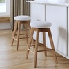 image:imageNathan James Barker Classic Counter Height Wood Barstool with Leather Removable Cushion Backless Island 24 Bar Stool for Kitchen Chestnut Brown Set of 2WhiteLight Brown